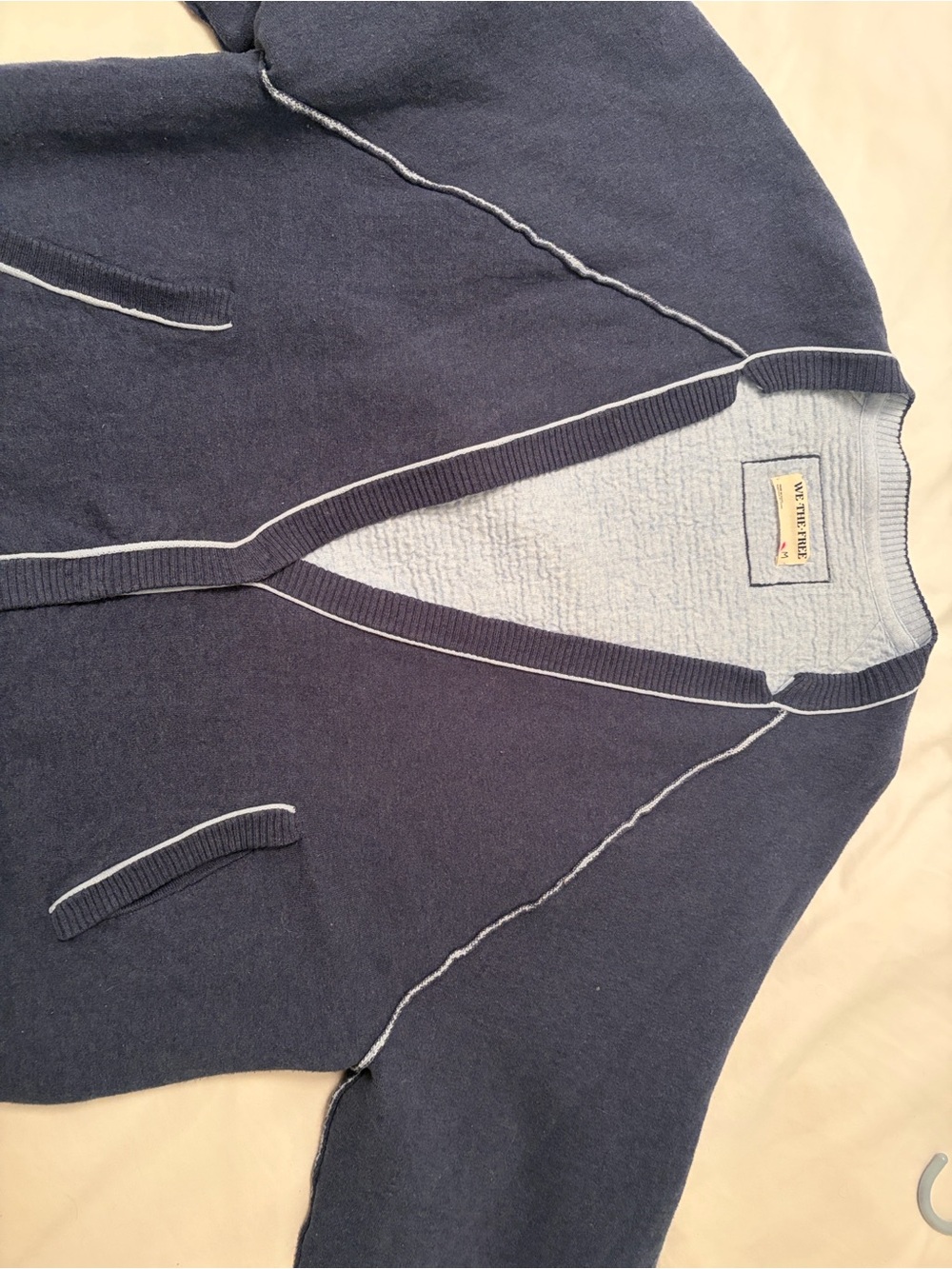 We The Free Navy Cardigan with Light Blue Trim - Picture 2 of 7